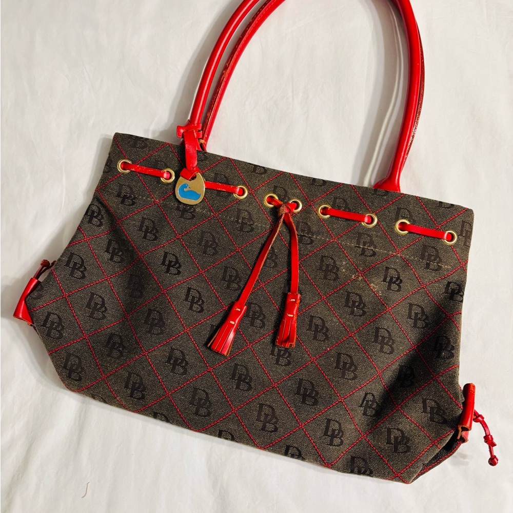 Dooney & Bourke Red and Brown Tote Bag